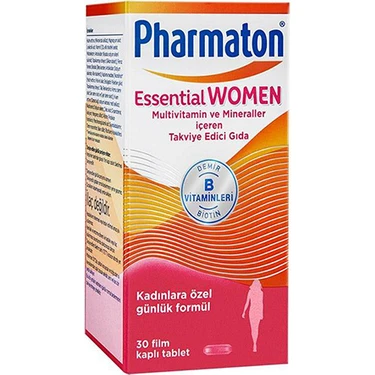 Pharmaton Essential Women 30 Tablet - Biotin, Demir, Vitamin B, Multivitamin ve