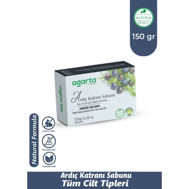 Agarta El Yapımı Ardıç Katranı Sabunu 150 gr SLS ve SLES İçermeyen Doğal