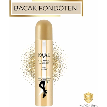 Kajal Sprey Bacak Fondöteni No:102 75 ml - Suya Dayanıklı Cilt Tonu Eşitleyici Spray On Leg