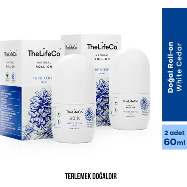 TheLifeCo %100 Doğal Roll-On Deodorant White Cedar (Man) 60ml x 2