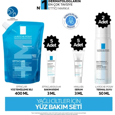 Yağlı Ciltler İçin Yüz Bakım Seti: Effaclar Refill Yüz Temileme Jeli& Effaclar Duo+M& Termal