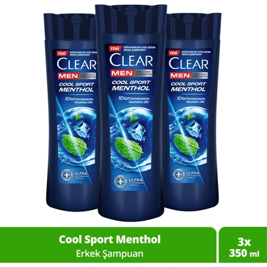 Clear Men Kepeğe Karşı Etkili Şampuan Cool Sport Menthol Ferahlatıcı Mentol Etkisi 350 ml