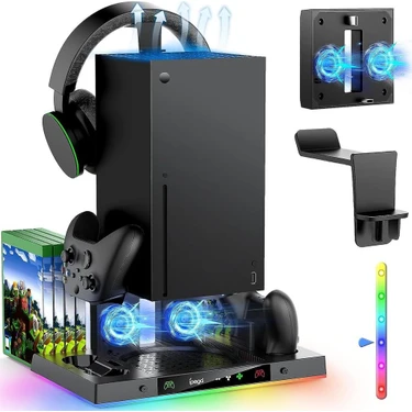 Konsol İstasyonu Xbox Series x Fanlı Stand Rgbli Xbox Şarj Istasyonu Oyun ve Konsol