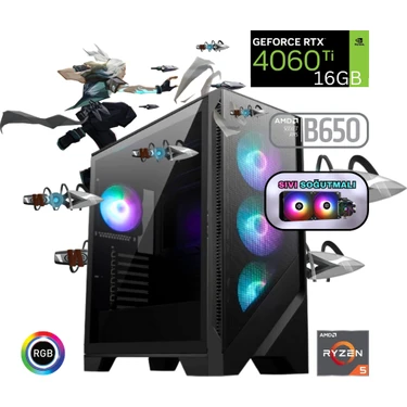 Ryzen 5 7600X 32GB DDR5 1TB SSD RTX 4060ti 16gb B650 240MM SIVI SOĞUTMA OYUN