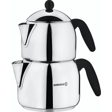 Korkmaz Orbit Maxi 2 lt Çaydanlık Seti - 18/10 Cr-Ni Paslanmaz Çelik, İndüksiyon Tabanlı, Ergonomik