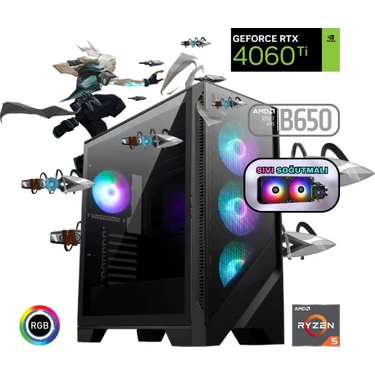 Güneysu Ryzen 5 7600 32GB DDR5 1tb SSD RTX4060TI B650 240MM SIVI SOĞUTMA Oyun