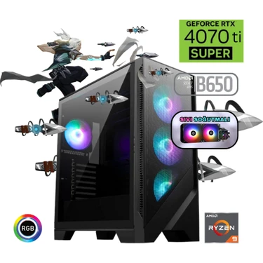 Ryzen 9 9900X 64GB Ddr5 1tb SSD Rtx 4070 Ti Super B650 240MM SIVI SOĞUTMA Oyun