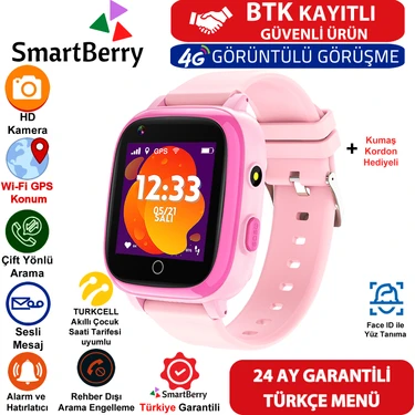 SmartBerry Z40 Görüntülü Görüşme Yüz Tanıma Gps Wıfı Konum Akıllı Çocuk Takip Saati Sim Kartlı -