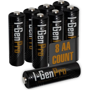 I-Gen Batteries Pro Series 8 Adet AA Şarj Edilebilir Pil, 2950 mAh Yüksek Kapasite 1.2V NiMH Kalem