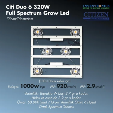 Citi 6 Duo 320W Full Spectrum Grow LED Lamba Fiyatı