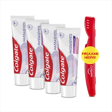 Colgate Hassasiyete Anında Çözüm Onarım ve Diş Eti Bakımı Diş Macunu 75 ml x4 Adet + Fırça Kabı