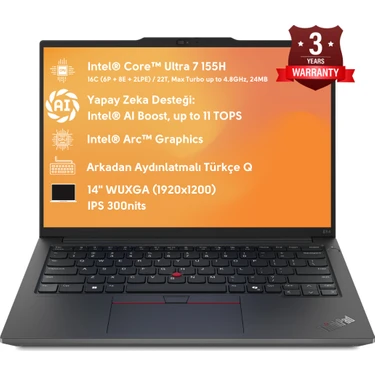 Lenovo Thinkpad E14 Intel Core Ultra 7 155H 32GB 1tb SSD Fiyatı