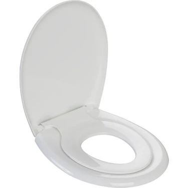 Visam Leylak Çocuklar için Yavaş Kapanan Klozet Kapağı - Standart Boyut, Termoplast, Beyaz, Modern