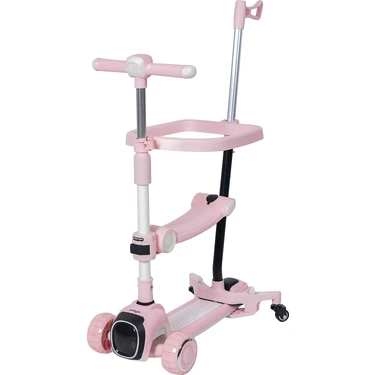 Prego Smile 3 Tekerlekli Katlanabilir Pembe Çocuk Scooter 2-6 Yaş Oturaklı Ebeveyn