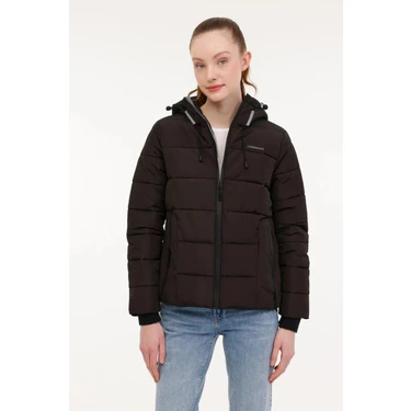 Lumberjack Apreski SN231 Kadın Siyah Apreski Mont 101782349 Regular Fit Dokuma Kumaş ile Dış Mekan