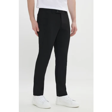 Altınyıldız Classics Erkek Siyah Slim Fit İtalyan Kesim Yan Cepli Esnek Casual