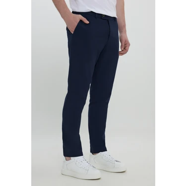 AC&Co / Altınyıldız Classics Erkek Lacivert Slim Fit İtalyan Kesim Yan Cepli Esnek Casual