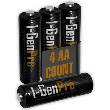 I-Gen Batteries I-Gen Pro Series 4 Adet AA Şarj Edilebilir Pil, 2950 mAh Yüksek Kapasite 1.2V NiMH