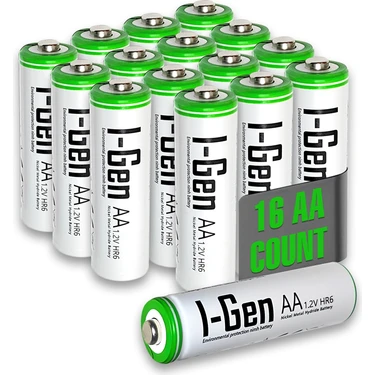 I-Gen Batteries 16 Adet 2700MAH AA 1.2V Yüksek Kapasite Şarj Edilebilir Pil, Yüksek Kapasiteli 1.2V