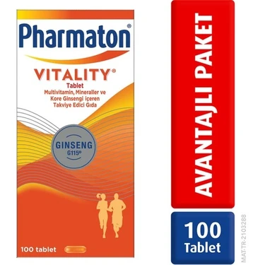 Pharmaton Vitality 100 Tablet - Ginseng G115, Multivitamin ve