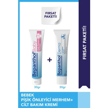 Bepanthol Cilt Bakım Kremi 30g + Baby Pişik Önleyici Merhem 30 gr l Avantajlı Günlük Bakım