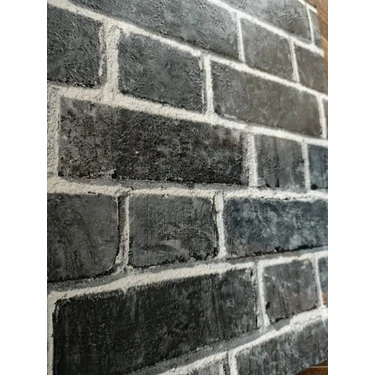 Siyah Taş Desenli Kabartmalı Silinebilir 3D Duvar Kağıdı 5