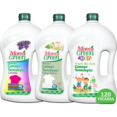 Mom's Green 3'lü Set Çocuklar+Renkliler+Beyazlar Için Çamaşır Temizleyici 1500 ml x 3 Adet (120