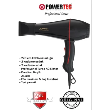 Powertec TR-601 Profesyonel Fön Makinesi 2500watt