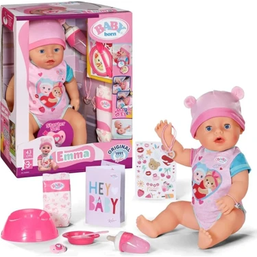 Baby Born Emma 43 cm Kız Çocuk Model Bebek Pembe Renkli Aksesuarlarla Eğlenceli