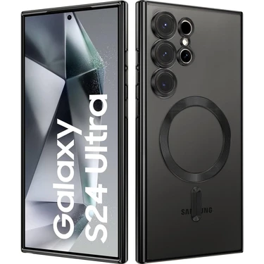 Fibaks Samsung Galaxy S24 Ultra Kılıf Kamera Lens Korumalı Magsafe Şarj Kilifi Şeffaf Renkli