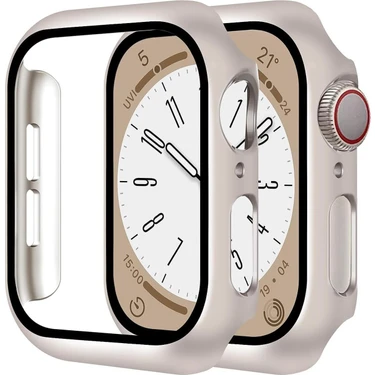 Fibaks Apple Watch Uyumlu 7 8 9 41MM Kılıf Kasa ve Ekran Koruyucu 360 Tam Koruma