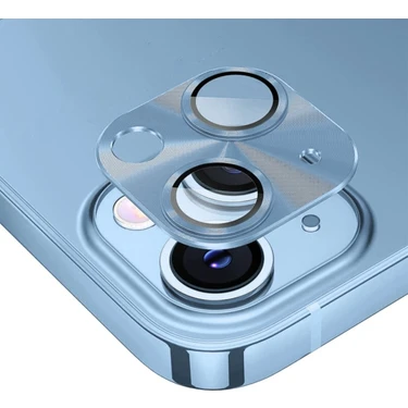 Fibaks Apple iPhone 15 Kamera Lens Koruyucu Metal Çerçeveli Tam Koruma Temperli