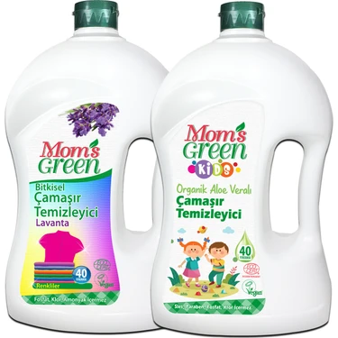 Mom's Green 2'li Set 1500 ml Çocuk Organik Çamaşır Temizleyici ve 1500 ml Bitkisel Çamaşır