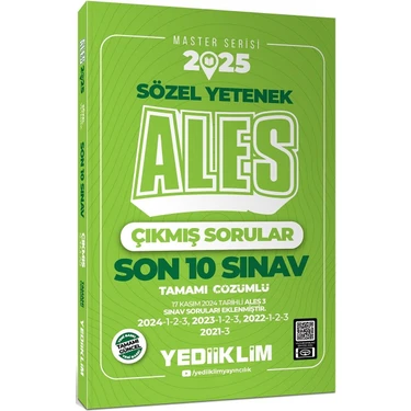 Yediiklim Yayınları 2025 Ales Master Serisi Sözel Yetenek Tamamı Çözümlü Son 10 Sınav Çıkmış