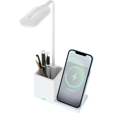 S-Link 9054 Type-C 15W Kablosuz Şarj Cihazı Kalemlikli Masa