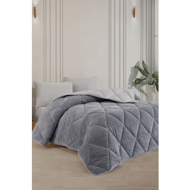 Formeya Çift Kişilik Lüx Gri Wellsoft Yorgan Çift Taraflı 195x215 cm (2 adet Yastık