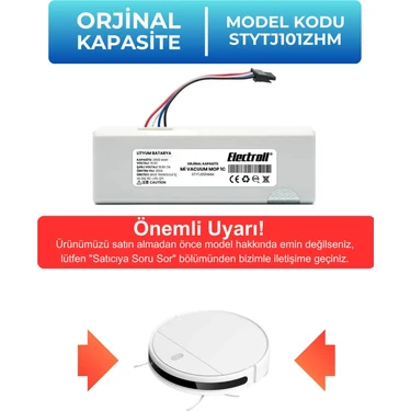 Electroll Xiaomi Mi Vacuum Mop 1c 2in1 Uyumlu Batarya (ORJİNAL KAPASİTE) 2600mah Robot Süpürge