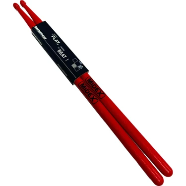 Midex GFK-801RD 5A Bateri Baget Kırılmaz Polyemid Kırmızı Davul Bageti 5A