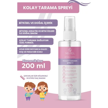 Mirel Kolay Tarama Spreyi - Bitkisel Keratin Saç Bakım Sütü - Zor Taranan Saçlar Için Saç Açıcı