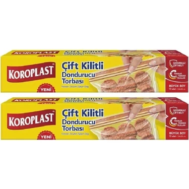 Koroplast Çift Kilitli Dondurucu Torbası Büyük Boy 24 x 28 cm 10'lu x 2