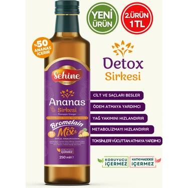 Sehine Ananas Detox Sirkesi, Bromelain Mix, Doğal Fermantasyon 250