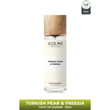 Auran Turkish Pear & Freesia Cam Şişe 80 Derece Kolonya Premium Eau De Cologne