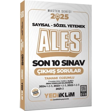 Yediiklim Yayınları 2025 Ales Master Serisi Sayısal Sözel Yetenek Tamamı Çözümlü Son 10 Sınav