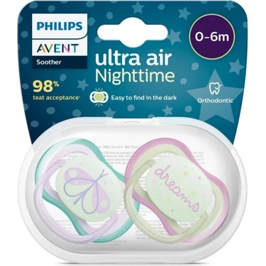 Philips Avent Ultra Air Gece Emziği 0-6 Ay, 2'li Paket, Kız