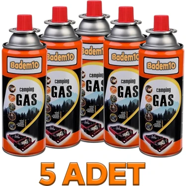 Badem10 Kamp Gazı 5 Adet Bütan Propan Gaz Tüpü Portatif Ocak Kartuşu Tek Kullanımlık Pürmüz 400