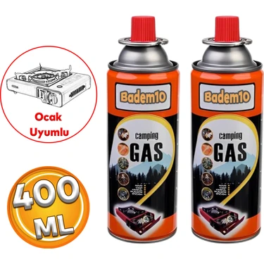 Badem10 Kamp Gazı Bütan Propan Gaz Tüpü Portatif Ocak Kartuşu Tek Kullanımlık Pürmüz 400 ml 2