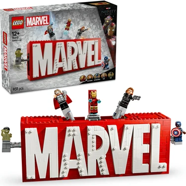 LEGO® Marvel: MARVEL Logosu ve Minifigürleri 76313 - Süper Kahraman Sevenler için Avengers