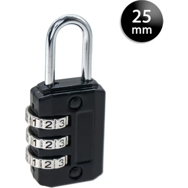 YMK YMK-1325 Üç Basamaklı Şifreli Asma Kilit Siyah 25