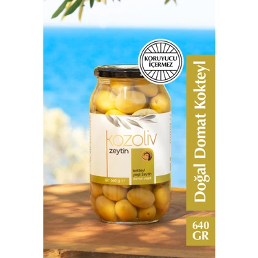 Domat Çeşidi Bütün Yeşil Zeytin (Kokteyl) 640 gr Cam