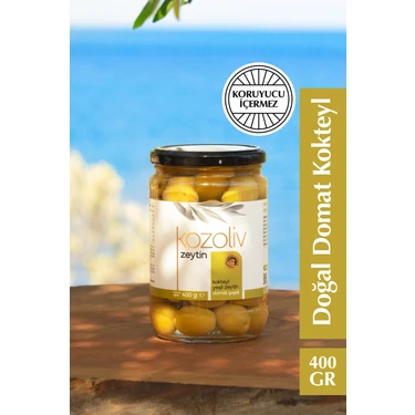 Kozoliv Domat Çeşidi Bütün Yeşil Zeytin Kokteyl 400 gr Cam